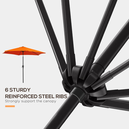 Outsunny 2.7M Patio Tilt Umbrella Sun Parasol Outdoor Garden Sun Shade Aluminium Frame with Crank（Orange）