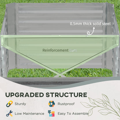 Outsunny Raised Beds for Garden, Galvanised Steel Outdoor Planters with Multi-reinforced Rods, 180 x 90 x 59 cm, Grey