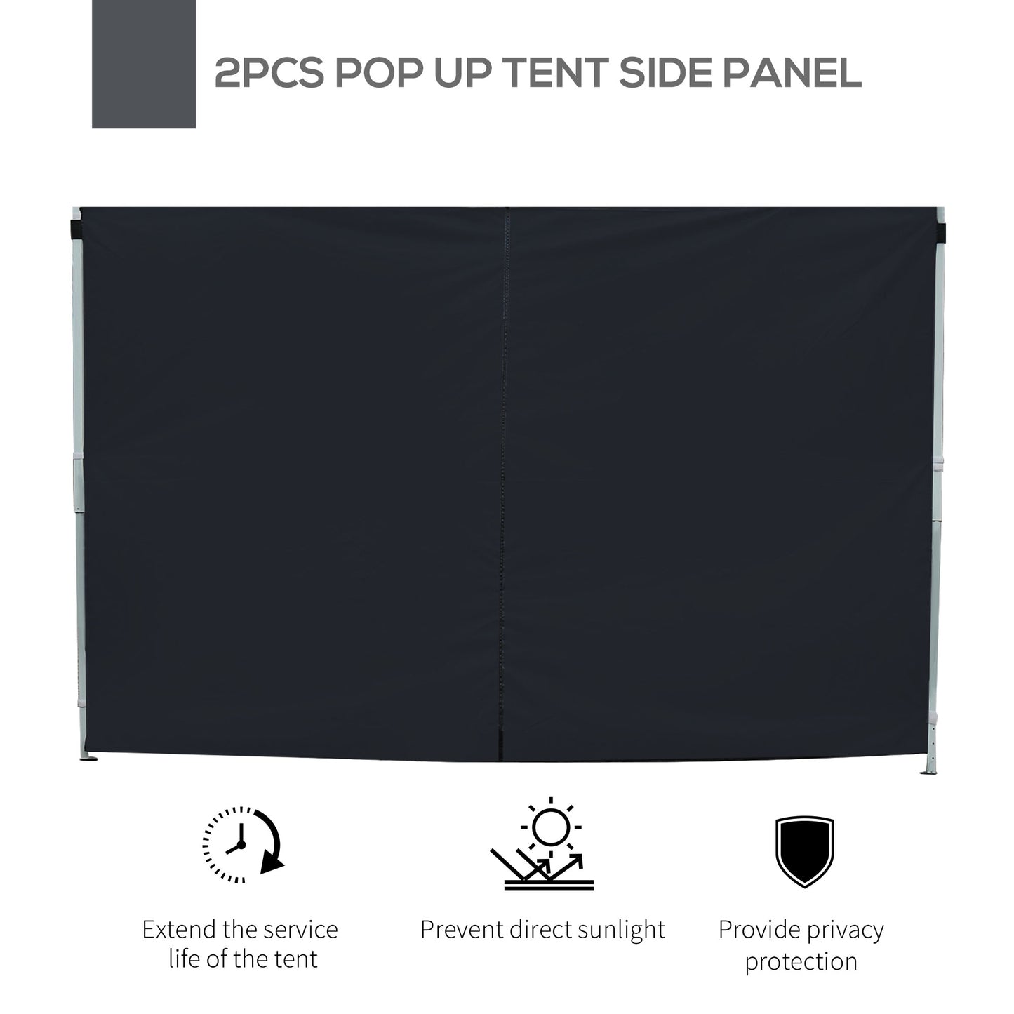 Outsunny 3m Gazebo Exchangeable Side Panels Wall-Black