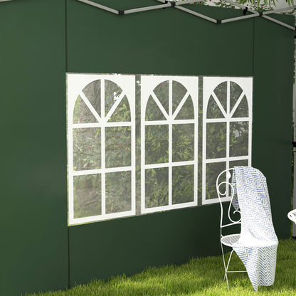 Outsunny Gazebo Side Panels, Sides Replacement with Window for 3x3(m) or 3x4m Pop Up Gazebo, 2 Pack, Green