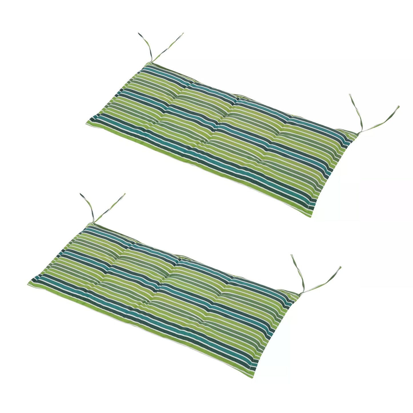 Outsunny Rattan Seating Ensemble: Striped Polyester Cushions for Alfresco Lounging, Set of 2, Verdant Hue