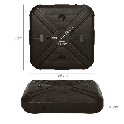 Outsunny Cantilever Parasol Base, Fillable Weights with Steel Cross Base and Wheels, 19.5kg Sand or 17kg Water, Coffee