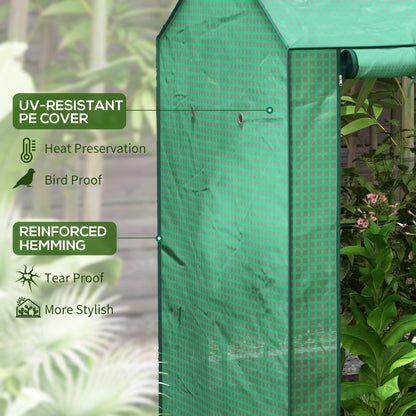Outsunny Petite Greenhouse: Roll-up Doors, Ventilation Holes, Reinforced Green Cover, 100 x 80 x 150cm