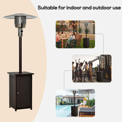 Outsunny 12KW Patio Gas Heater Freestanding Outdoor Garden Heating Rattan Furniture Wicker Table Top