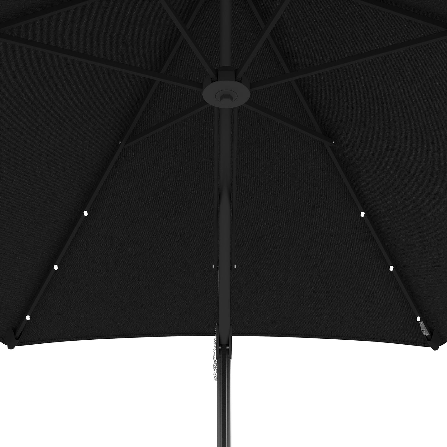 Outsunny 3(m) Garden Parasol Cantilever Umbrella with Solar LED, Cross Base and Waterproof Cover, Black