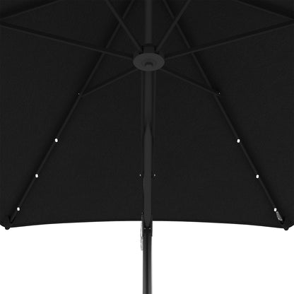 Outsunny 3(m) Garden Parasol Cantilever Umbrella with Solar LED, Cross Base and Waterproof Cover, Black