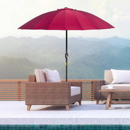 Outsunny Parasol Patio Protector: 255cm Outdoor Table Umbrella with Tilt, Crank & Durable Ribs, Vinous Red