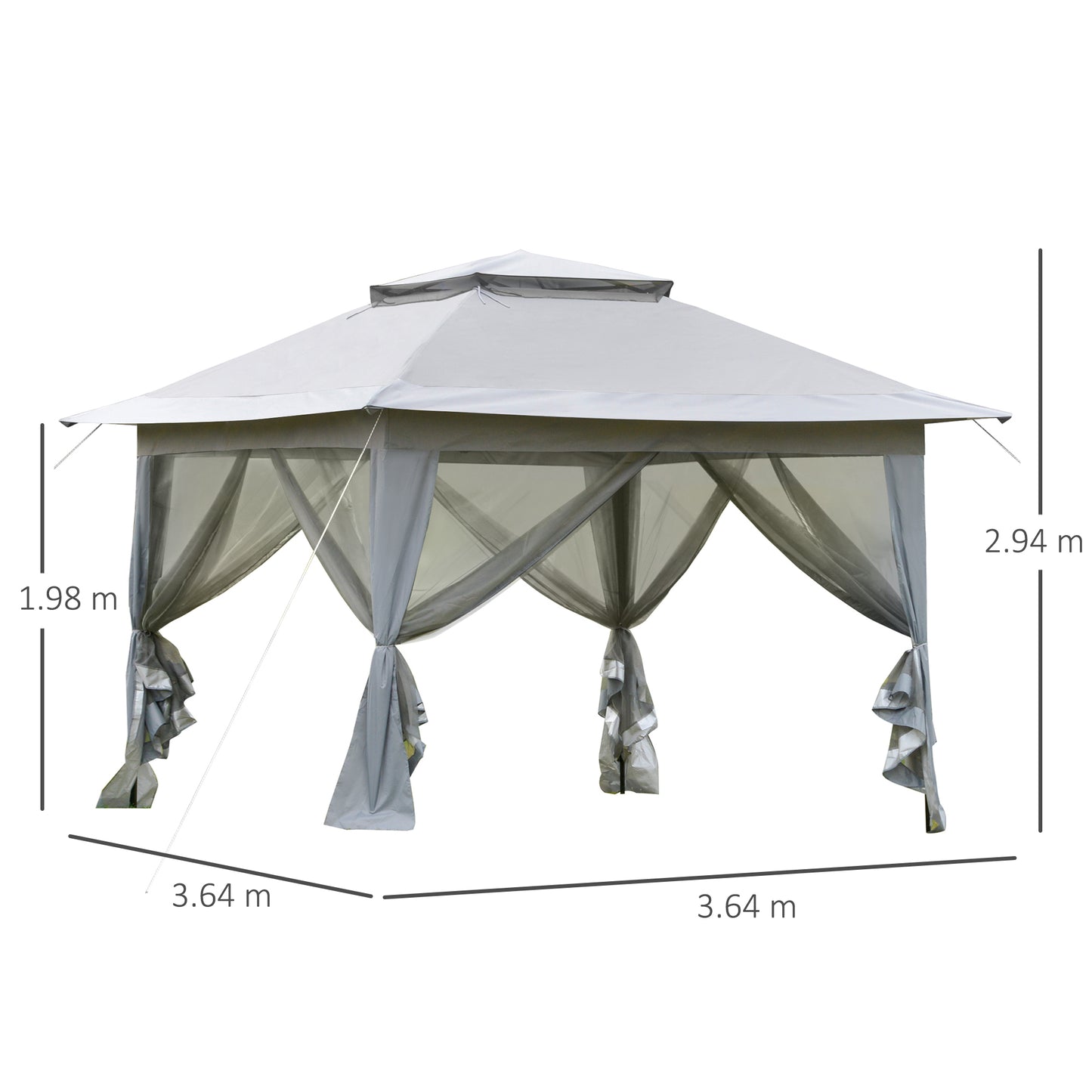Outsunny Foldable Pop-up Party Tent Instant Canopy Sun Shade Gazebo Shelter Steel Frame Oxford w/ Roller Bag, 3.6 x 3.6 x 2.9(m)