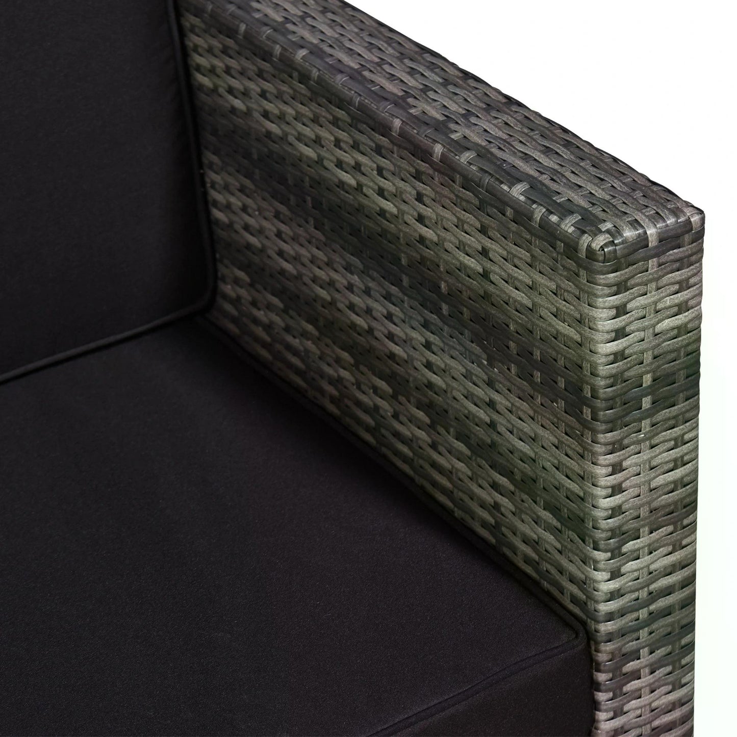 Outsunny 2 Seater Rattan Garden Furniture Sofa  Furniture Set W/Cushions, Steel Frame-Grey