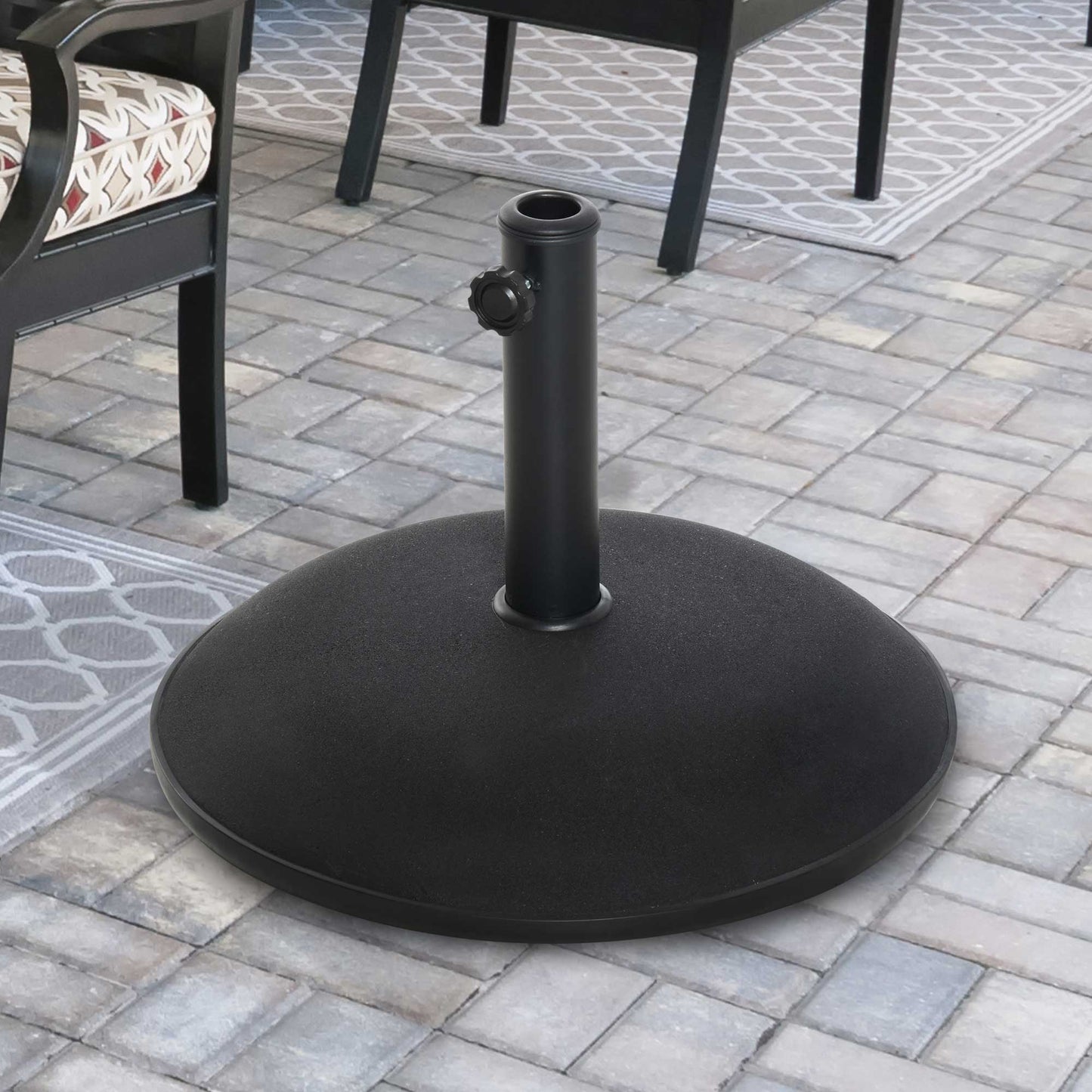 Outsunny 25kgs Round Umbrella Base Concrete Parasol Weight Stand Patio Outdoor Black Dia 50cm