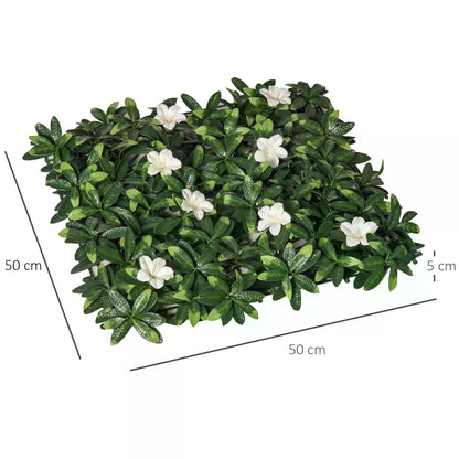 Outsunny 12PCS Artificial Boxwood Wall Panels 20" x 20" Rhododendron Privacy Fence Screen Faux Hedge Greenery Backdrop for Garden Backyard Balcony