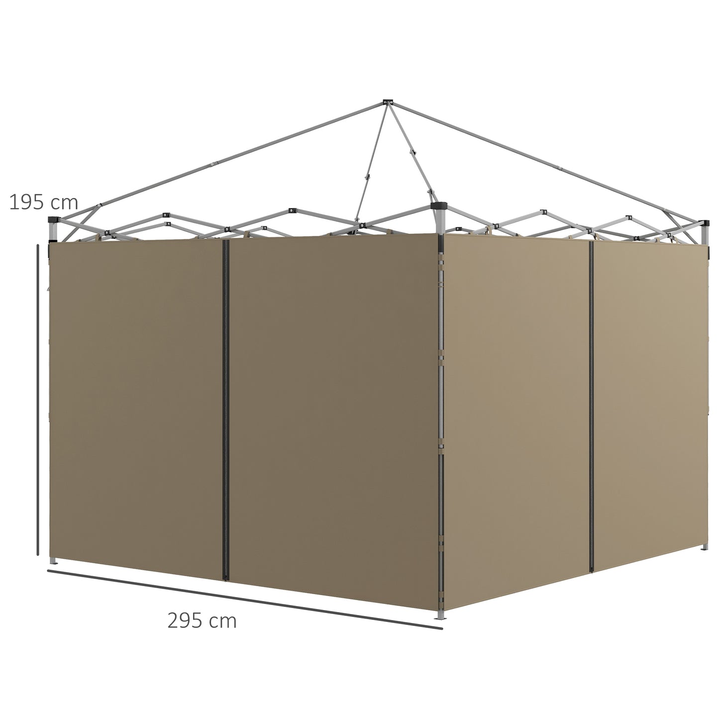 Outsunny Gazebo Side Panels, 2 Pack with Zipped Doors, Replacement for 3x3m or 3x6m Pop Up Gazebos, Beige