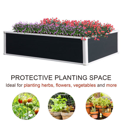 Outsunny Garden Raised Bed Planter Grow Containers for Outdoor Patio Plant Flower Vegetable Pot PP 120 x 90 x 30 cm