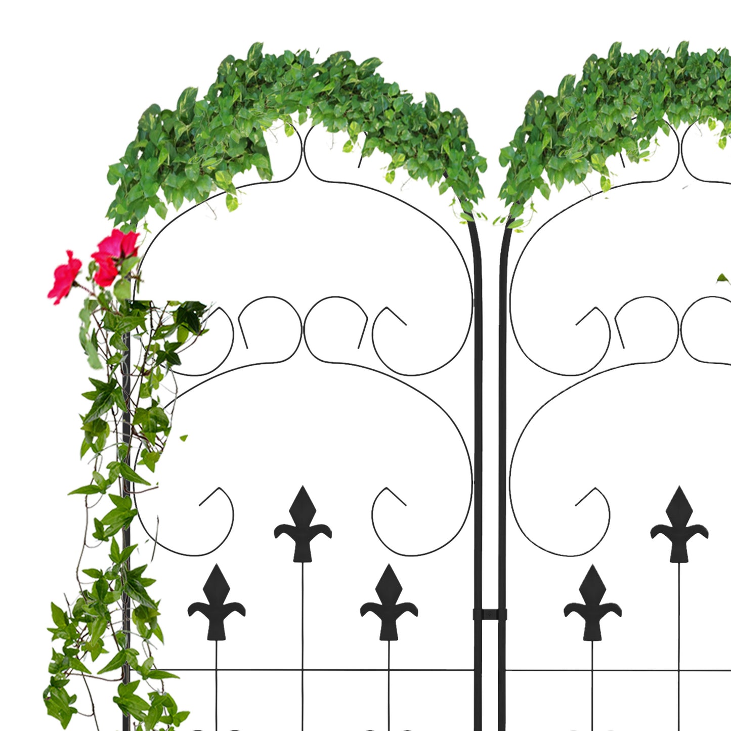 Outsunny Decorative Trellis Set: Elegant Scroll Design, Climbing Plant Support, Jet Black