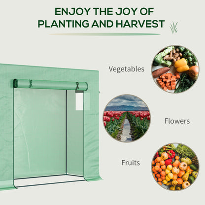 Outsunny Garden Greenhouse with PE Plant Cover, Windows and Zipper Door for Fruit and Veg 198L x 77W x 149-168H cm