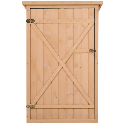 Outsunny Wooden Garden Storage Shed Fir Wood Tool Cabinet Organiser with Shelves 75L x 56W x115Hcm