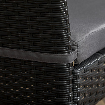 Outsunny Garden Seating: Armless Rattan Quartet, Weather-Resistant, Ebony Elegance