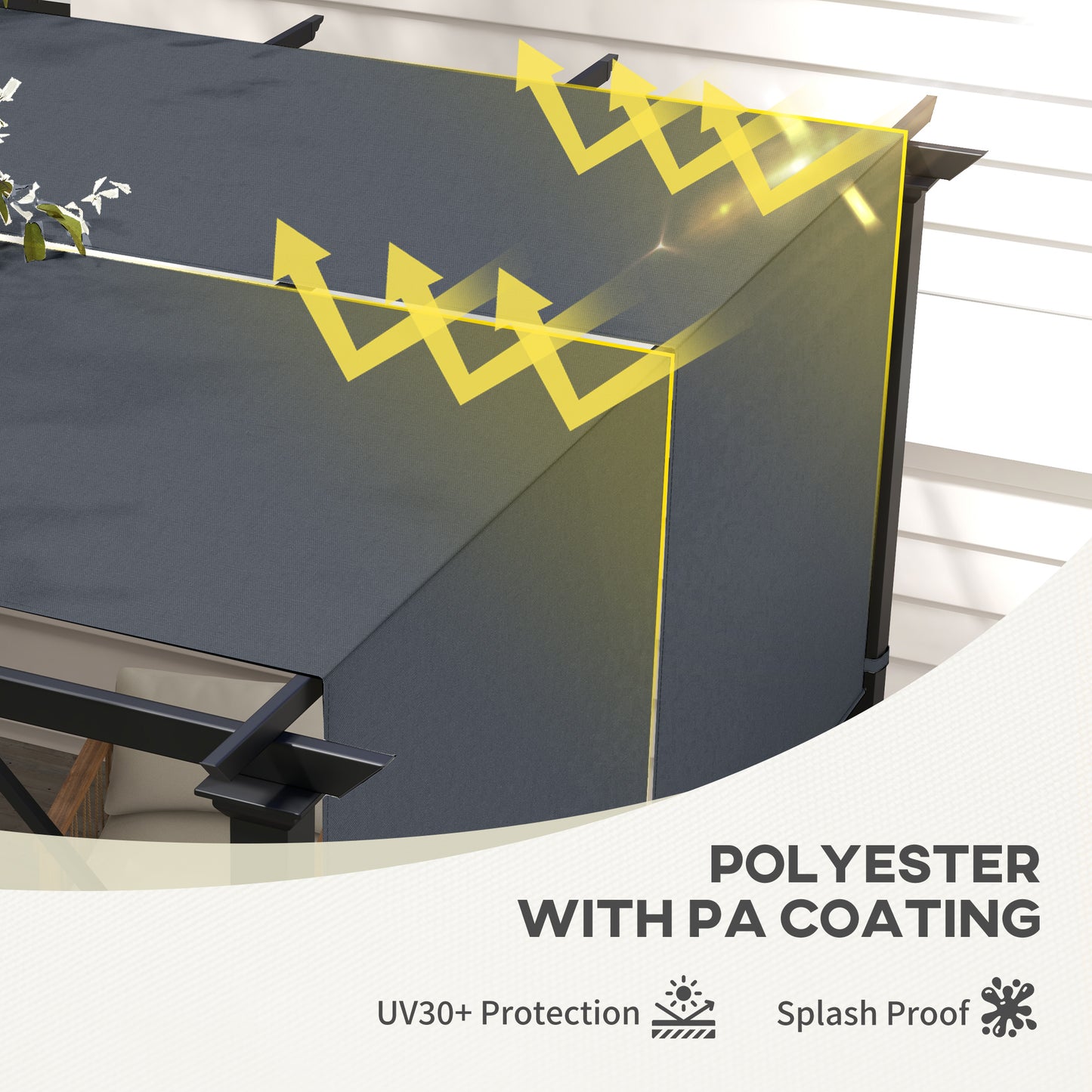 Outsunny 2 Pcs UV Protection Pergola Replacement Canopy, Pergola Shade Cover, Easy to Install, for 3 x 3(m) Pergola, Dark Grey