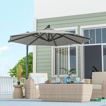 Outsunny Cantilever Banana Parasol: 360° Rotating Patio Shade, 3m, Crank Tilt, Beige Tone