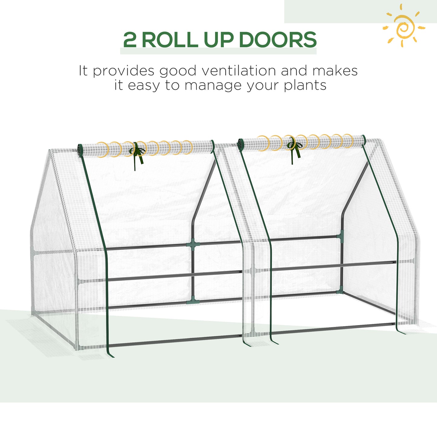 Outsunny Compact Cultivator: Petite Greenhouse with Steel Frame, PE Cover & Zippered Window for Nurturing Plants, Pristine White