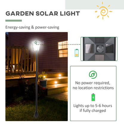 Outsunny Set of 2 Outdoor Garden Solar Post Lamp Sensor Dimmable LED Lantern Bollard IP44 Energy-saving 1.2M Tall, Black