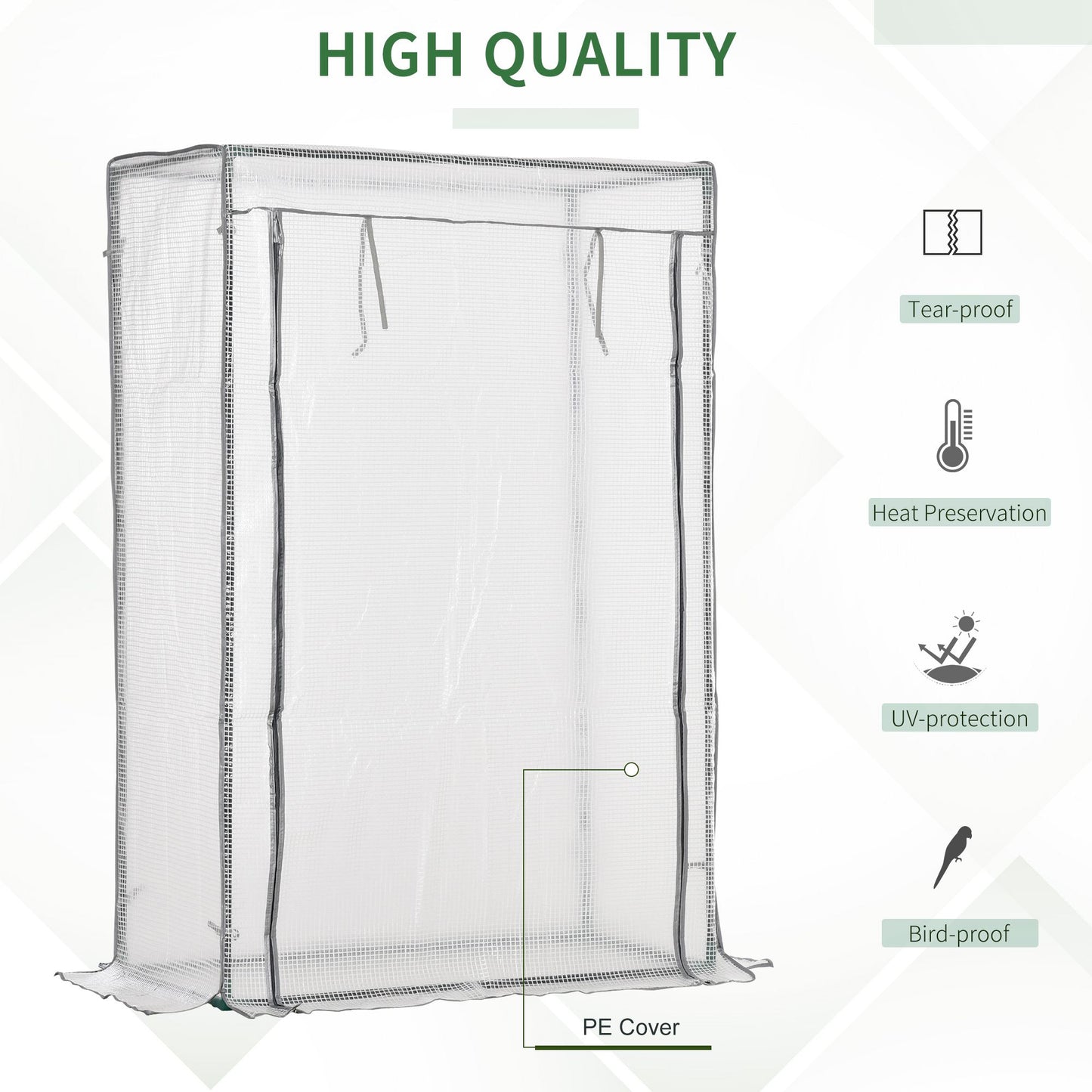 Outsunny Greenhouse Oasis: Steel-Framed PE Shelter with Roll-Up Door, White