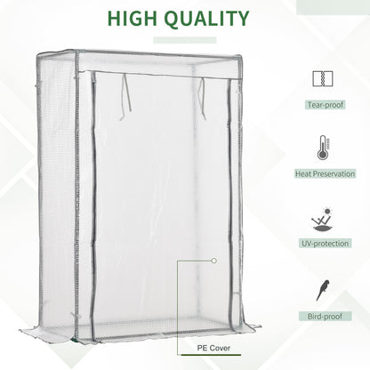 Outsunny Greenhouse Oasis: Steel-Framed PE Shelter with Roll-Up Door, White
