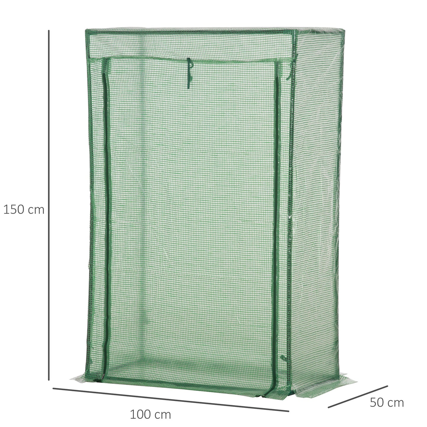 Outsunny 100 x 50 x 150cm Greenhouse Steel Frame PE Cover w-Roll-up Door Outdoor for Backyard, Balcony, Garden, Green