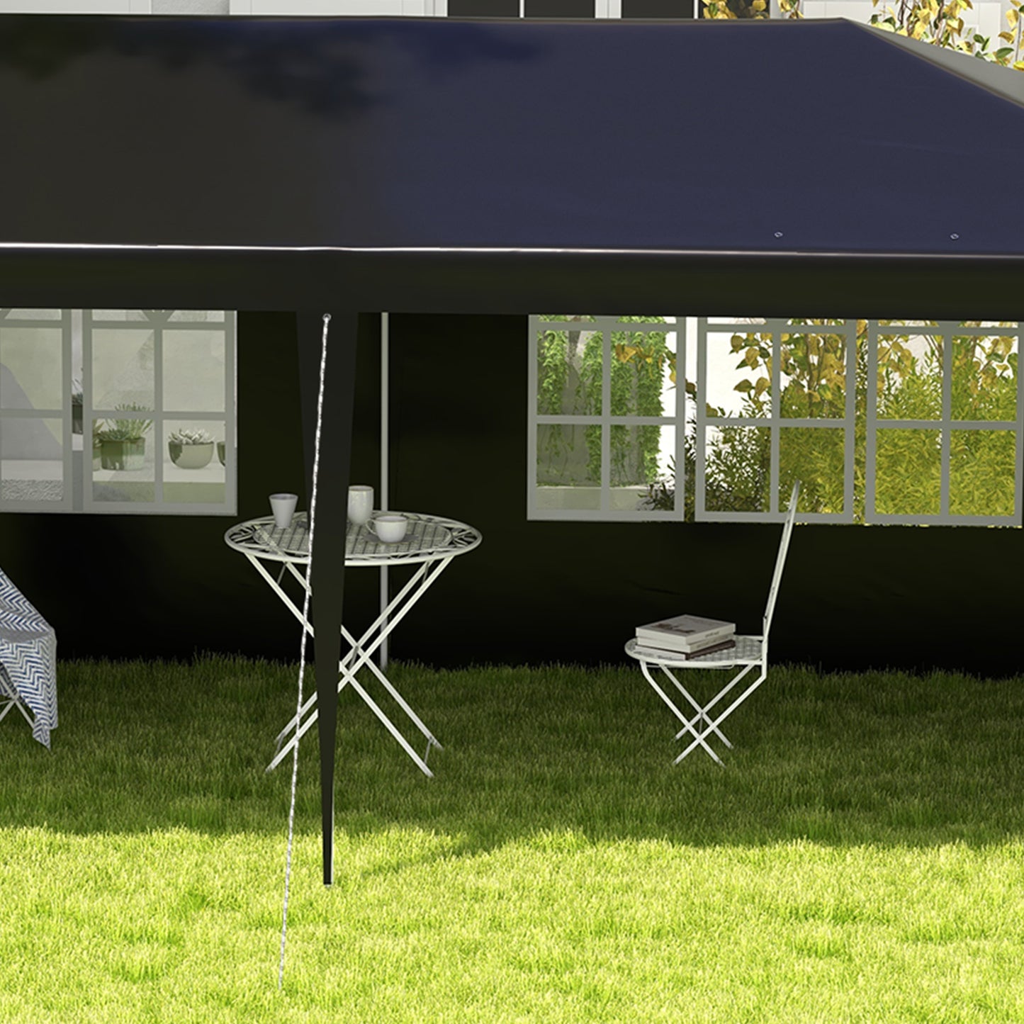 Outsunny 6 x 3 m Party Tent Gazebo Marquee Outdoor Patio Canopy Shelter with Windows and Side Panels, Black