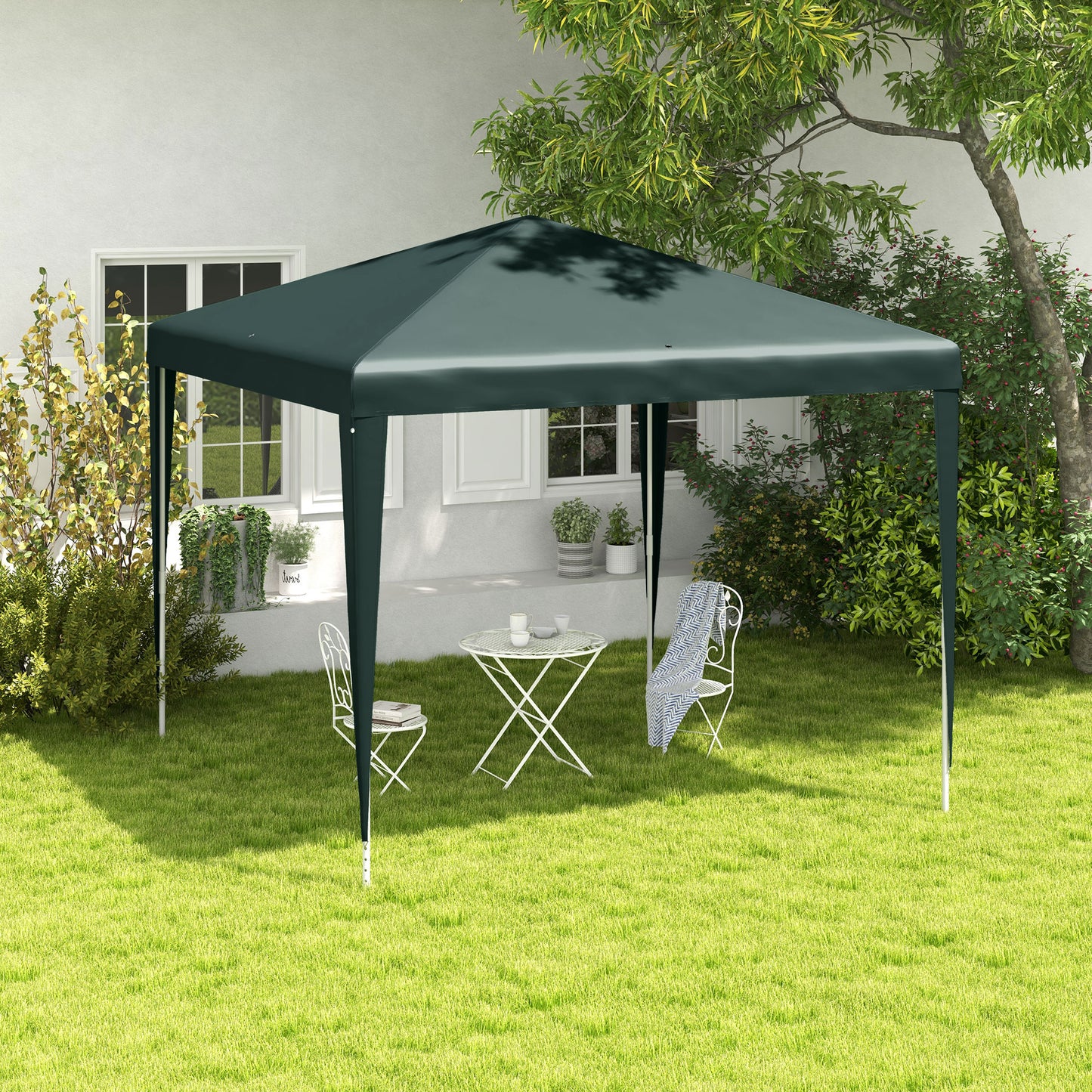 Outsunny 2.7m x 2.7m Garden Gazebo Marquee Party Tent Wedding Canopy Outdoor(Dark Green)