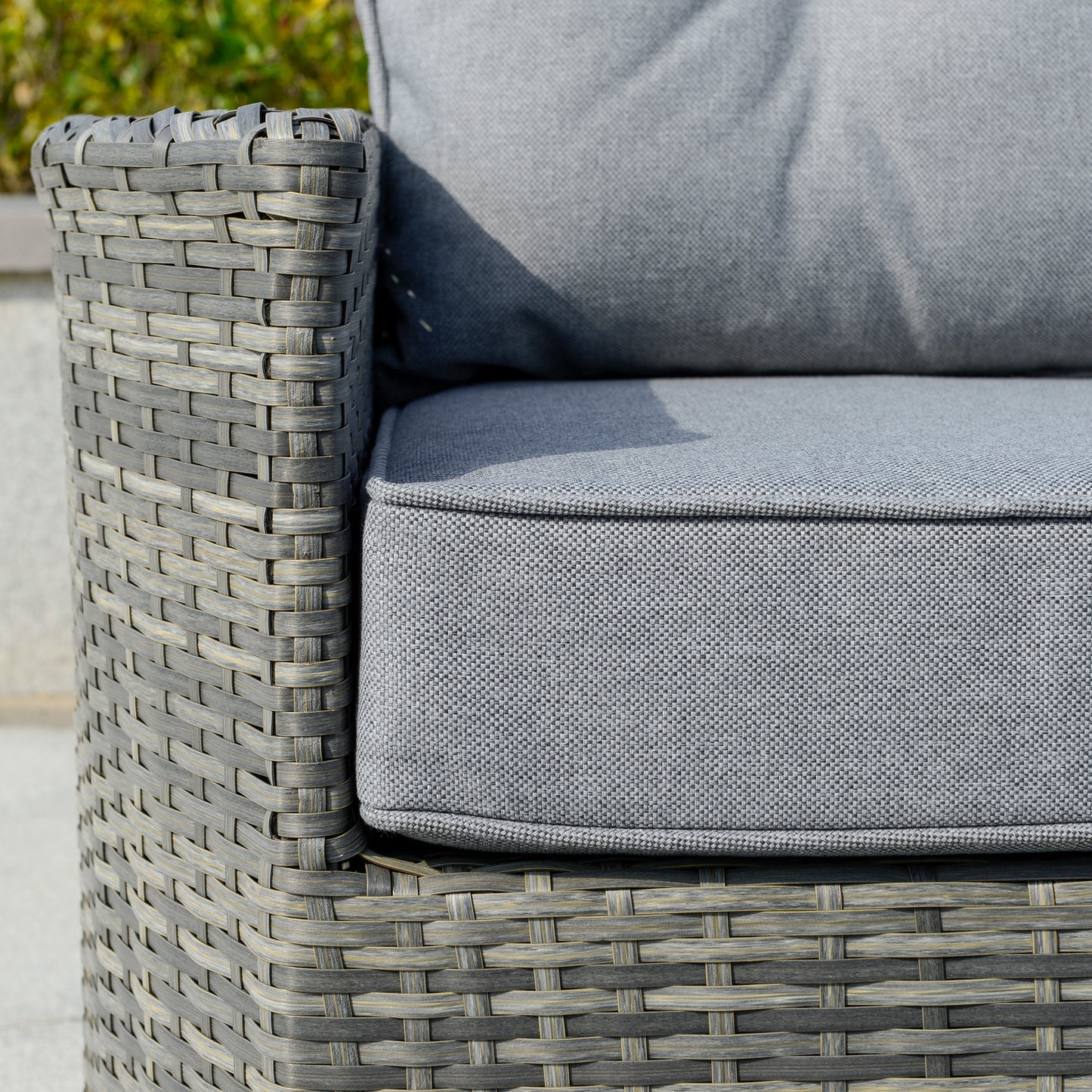Outsunny Rattan Garden Sofa Set, 5-Seater PE Wicker Patio Furniture, Aluminium Frame with Cushions, Mixed Grey