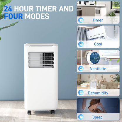 HOMCOM 9,000 BTU Portable Air Conditioner, Smart Home WiFi Compatible, Dehumidifier Cooling Fan for Room up to 20m², with Remote, LED Display White