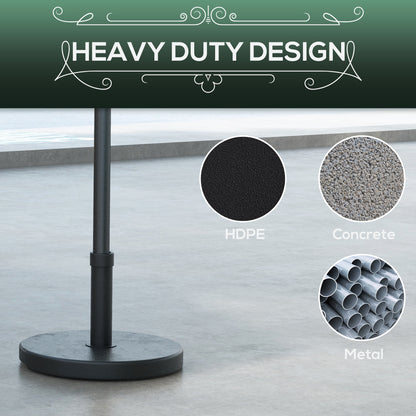 Outsunny 15kg Concrete Parasol Base: Heavy-Duty Rattan-Effect Stand for Outdoor Umbrellas, 46.5cm, Granite Grey