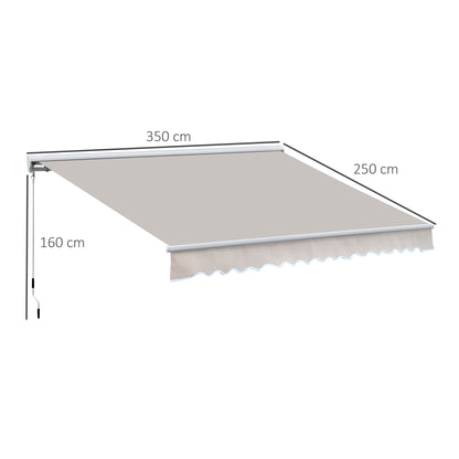 Outsunny 3.5Lx2.5M Retractable Awning-Cream White