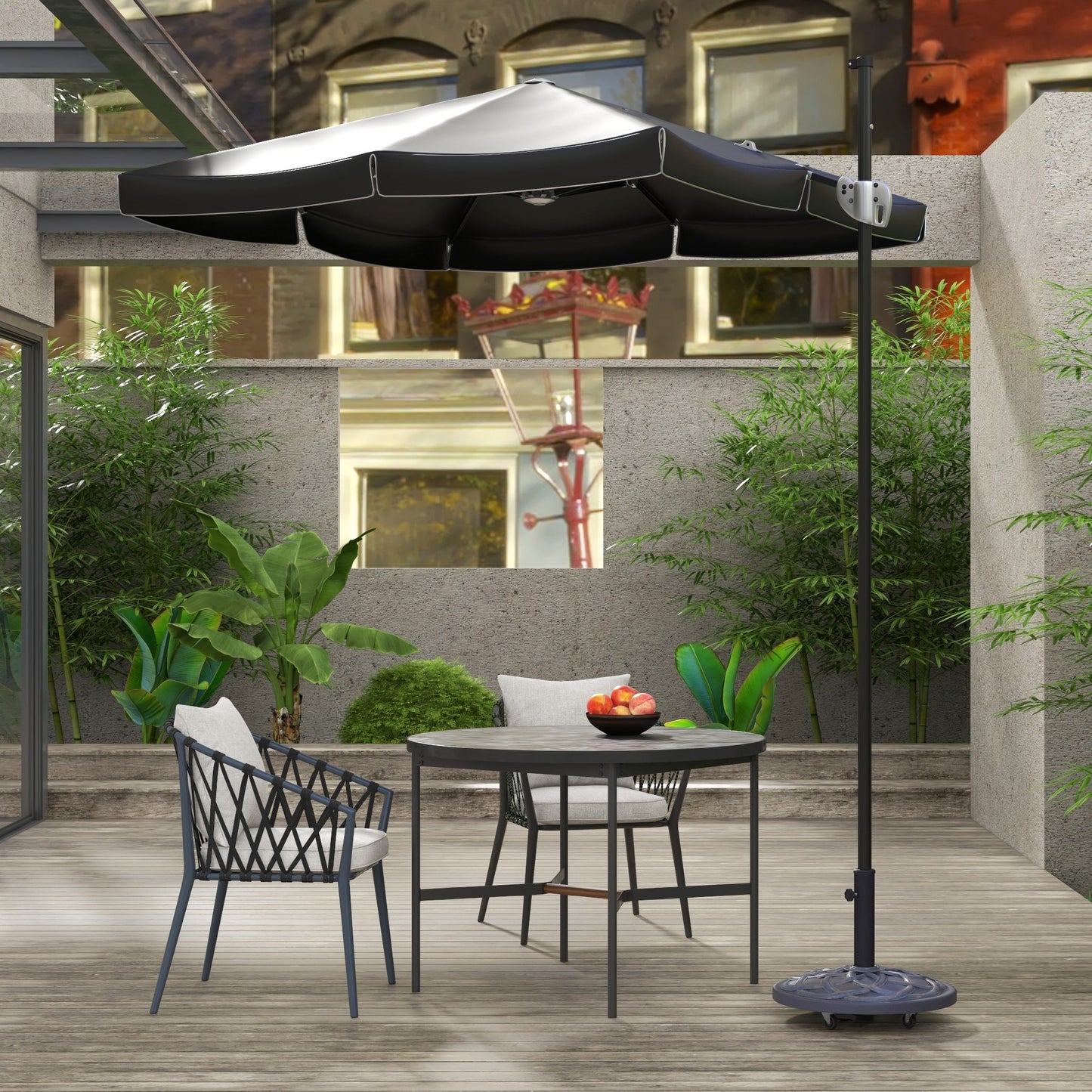 Outsunny 27kg Rolling Parasol Base with Wheels, Heavy Duty Concrete Umbrella Stand with Decorative Base, Bronze Tone