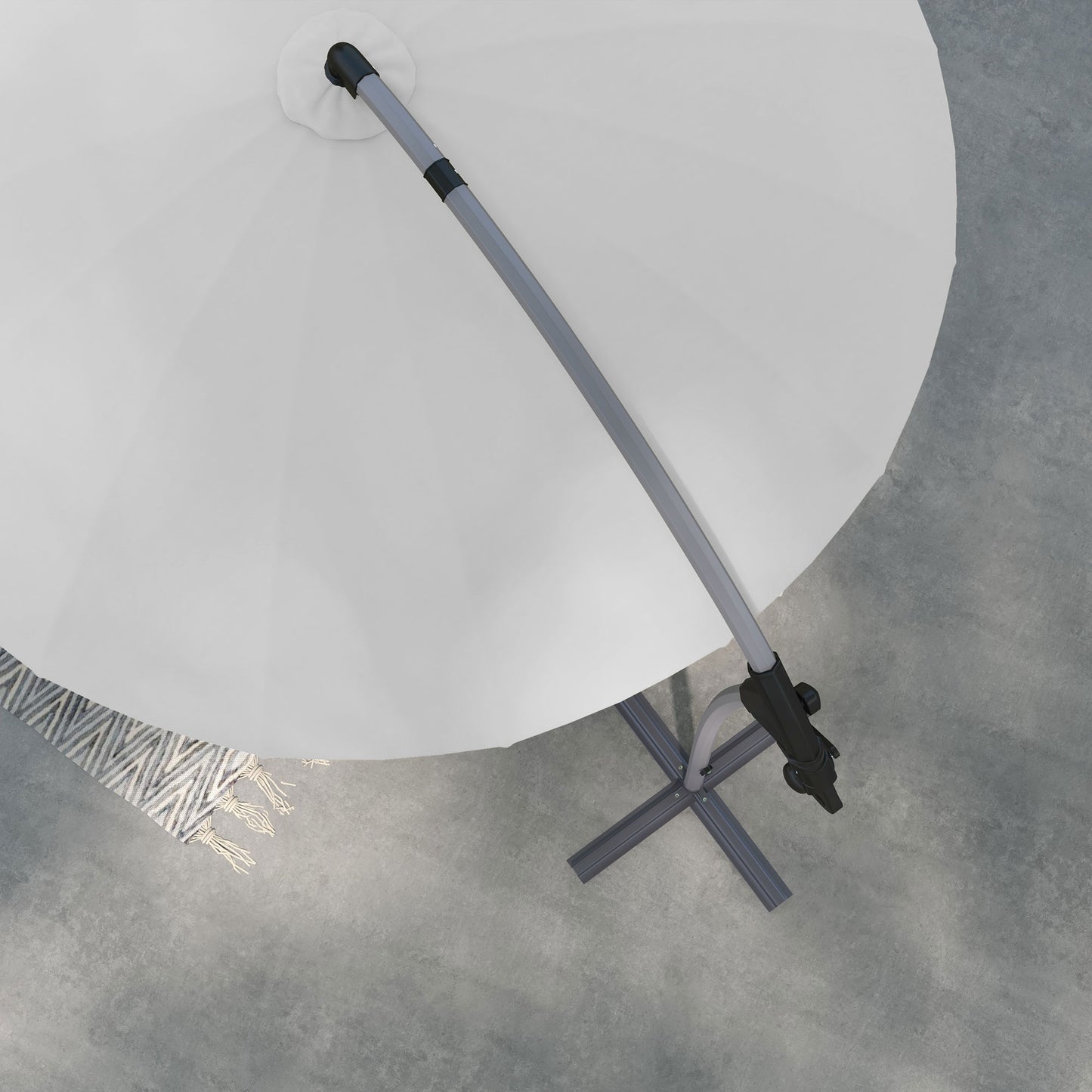 Outsunny Cantilever Parasol: 2.7m UV-Protective Shade with Sturdy Cross Base, Adjustable Tilt, Grey