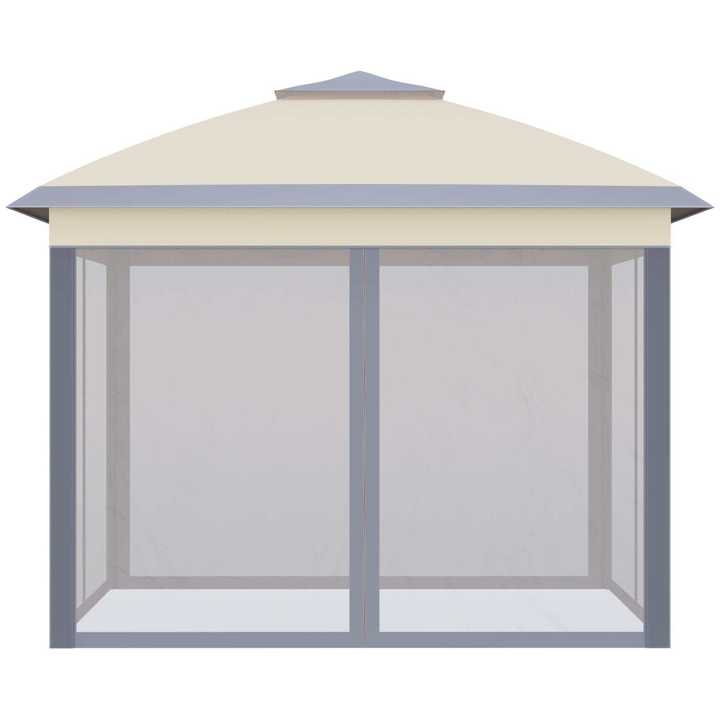 Outsunny Pop-Up Gazebo: 11' x 11' Double-Roof Shelter with Mesh Sidewalls, Adjustable Height & Carry Bag, Beige