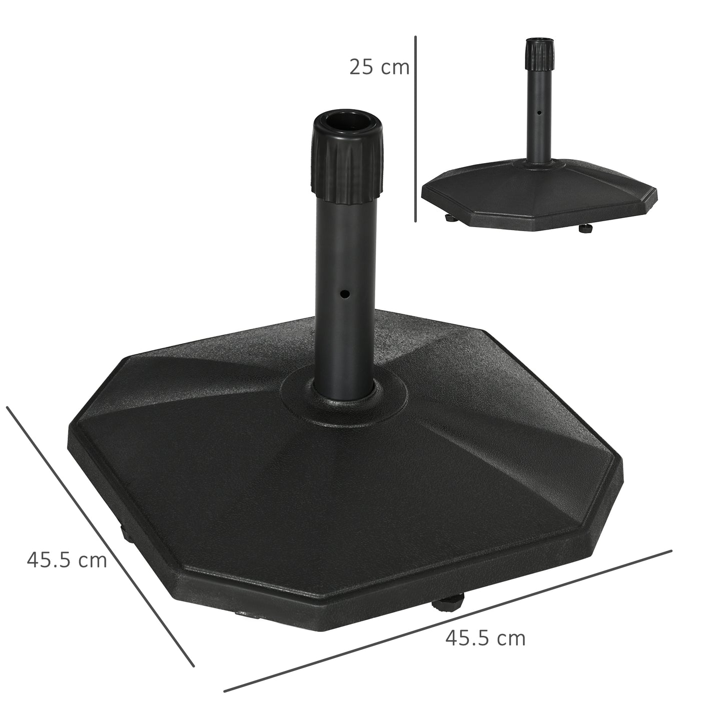 Outsunny Concrete Parasol Base: 18kg Umbrella Stand for 34mm, 38mm & 48mm Poles, Sturdy & Durable, Ebony Black