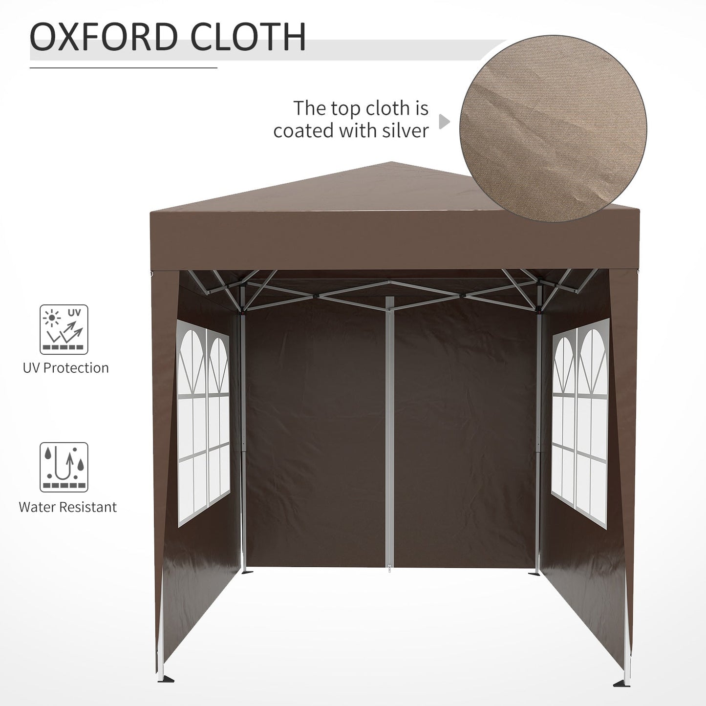 Outsunny Pop Up Gazebo Canopy, size (2 x 2m)- Coffee