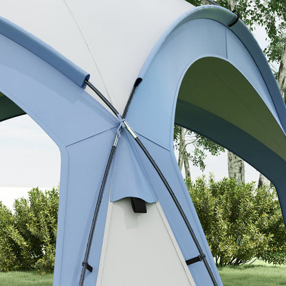 Outsunny 3.5 x 3.5M Camping Gazebo, Outdoor Event Shelter Dome Tent Garden Sun Shelter Patio Spire Arc Pavilion Camp Sun Shade, Light Blue