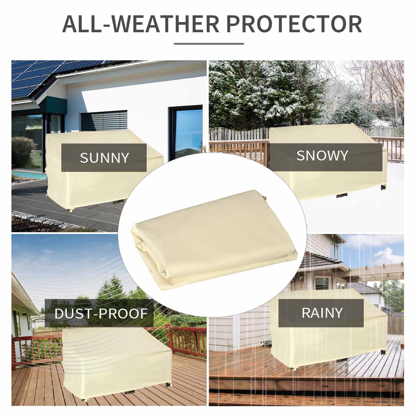 Outsunny Outdoor Furniture Cover 2 Seater Loveseat Protection Tough PVC Lining Wind Rain Dust UV Waterproof, 140x84x94cm