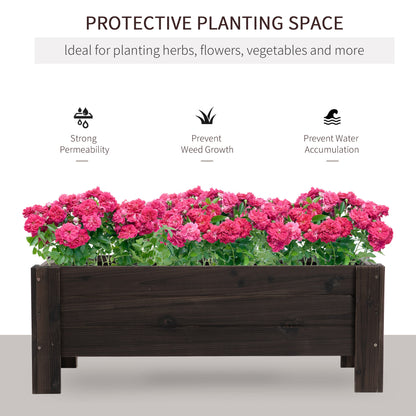 Outsunny Garden Raised Bed Planter Grow Containers for Outdoor Patio Plant Flower Vegetable Pot Fir Wood, 100 x 36.5 x 36 cm