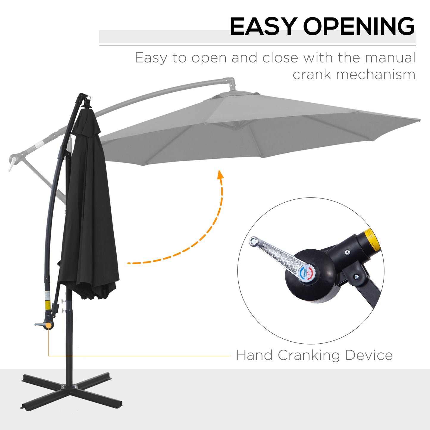 Outsunny Cantilever Umbrella Parasol Hanging Banana Steel Black 3M Patio