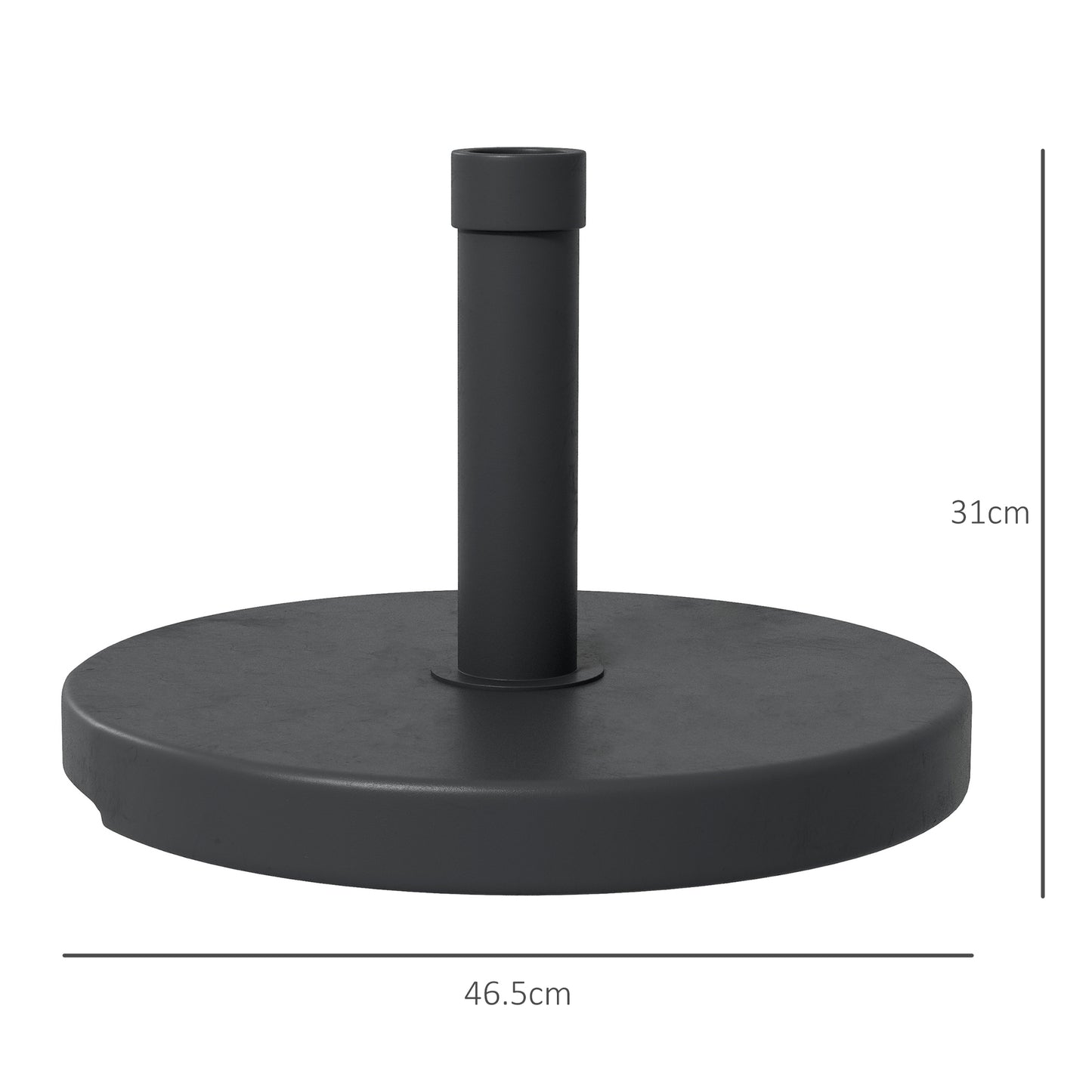 Outsunny 15kg Concrete Parasol Base: Heavy-Duty Rattan-Effect Stand for Outdoor Umbrellas, 46.5cm, Granite Grey