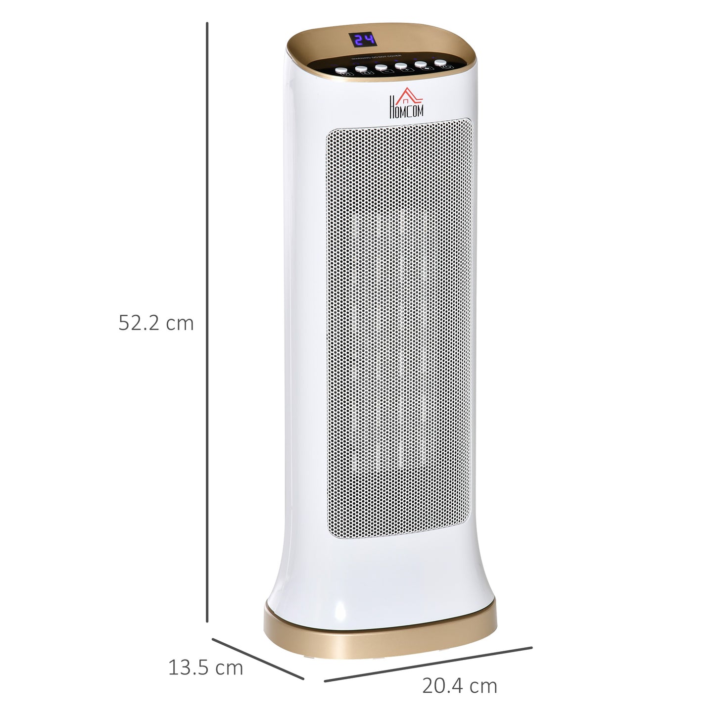 HOMCOM Ceramic Tower Heater 45° Oscillating Space Heater w/ Remote Control 8hr Timer Tip-Over Overheat Protection 1000W/2000W-White