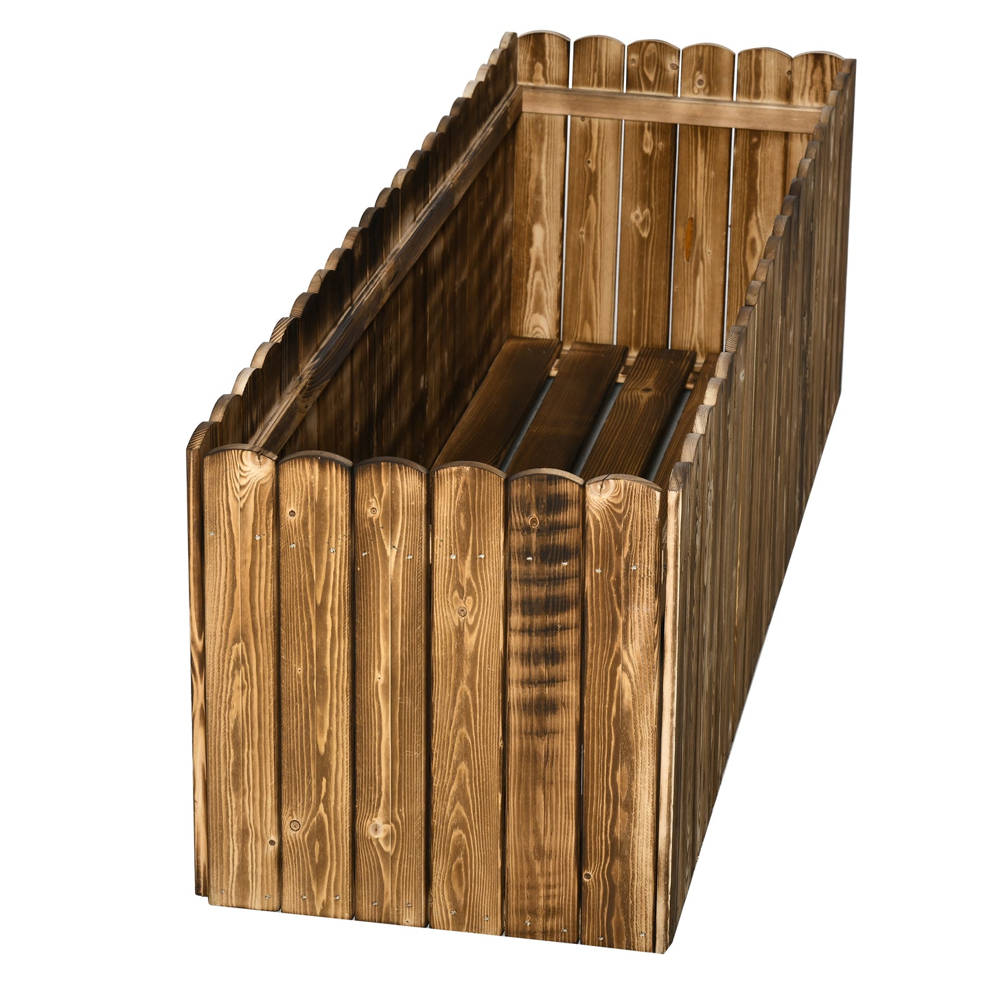 Outsunny 172L Garden Flower Raised Bed Pot Wooden Outdoor Large Rectangle Planter Vegetable Box Outdoor Herb Holder Display (120L x 40W x 40H (cm))