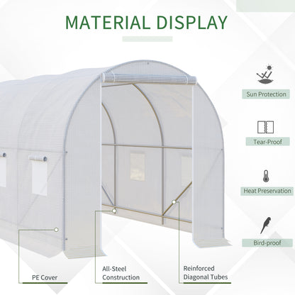 Outsunny Polytunnel Steel Frame Greenhouse Walk-in Greenhouse 3.5 L x 2 W x 2H m-White