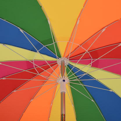 Outsunny Arc Beach Umbrella: 2.4m with Sand Anchor, Tilt Adjustment, Carry Bag - Multicolour