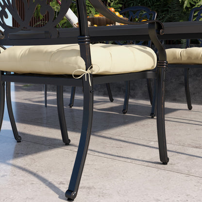 Outsunny Cosy Cushion Quartet: Plush Patio Seating Comfort with Secure Ties, Beige