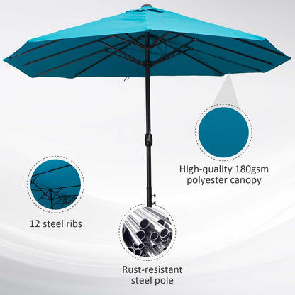 Outsunny 4.6m Double-Sided Patio Parasol Sun Umbrella-Blue